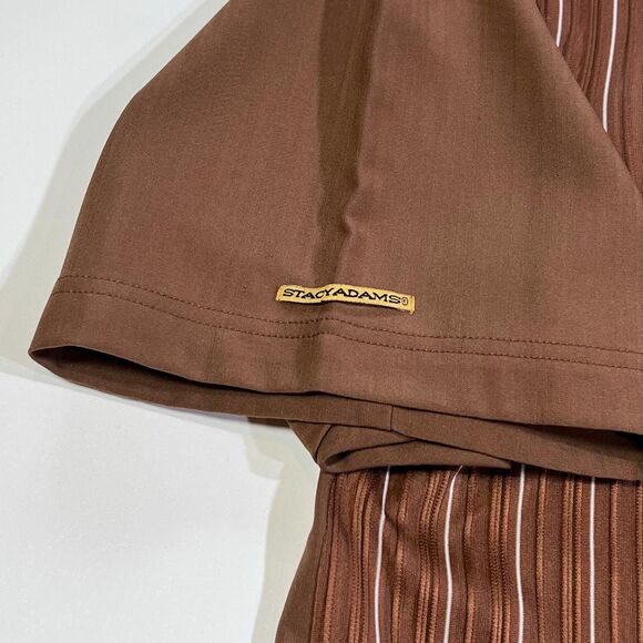 Stacy Adams Men’s XL Brown Knit Button Up Shirt - Picture 6 of 8